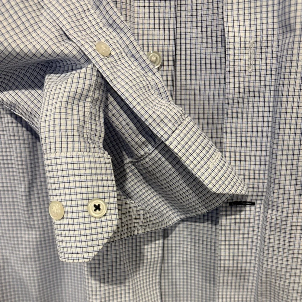 Banana Republic Men's Blue Gingham Non-Iron Dress Shirt